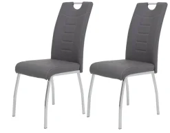 Stuhl Andrea 2er Set grau Kunstleder Metall B/H/T: ca. 43x100x64 cm