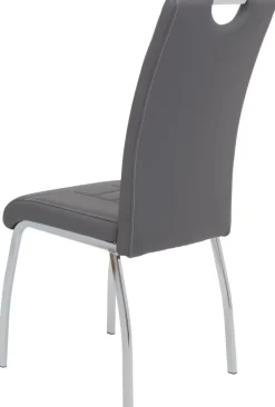 Stuhl Andrea 2er Set grau Kunstleder Metall B/H/T: ca. 43x100x64 cm