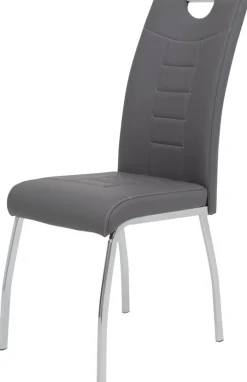 Stuhl Andrea 2er Set grau Kunstleder Metall B/H/T: ca. 43x100x64 cm