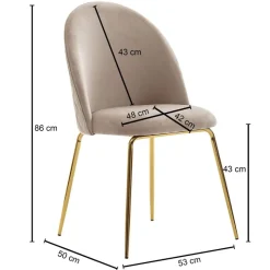 Stuhl beige gold Stoff Eisen B/H/T: ca. 53x86x50 cm