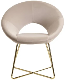 Stuhl beige Samt B/H/T: ca. 57x83x60 cm