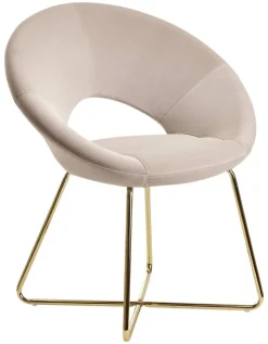 Stuhl beige Samt B/H/T: ca. 57x83x60 cm