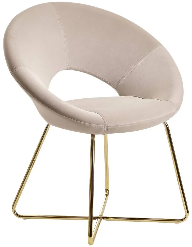 Stuhl beige Samt B/H/T: ca. 57x83x60 cm