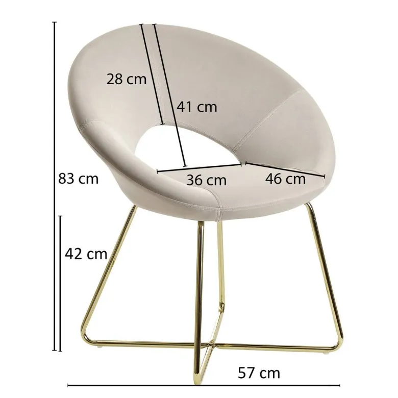 Stuhl beige Samt B/H/T: ca. 57x83x60 cm