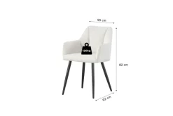 Stuhl BELLA, 2er Set creme Stoff B/H/T: ca. 55x82x62 cm
