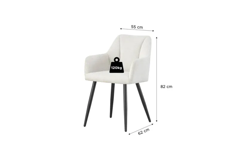Stuhl BELLA, 2er Set creme Stoff B/H/T: ca. 55x82x62 cm