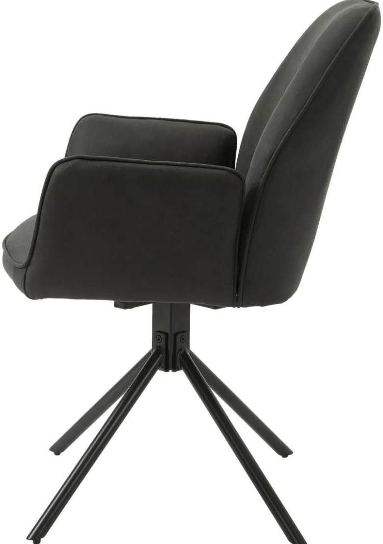 Stuhl BLAIR 2er-Set anthrazit Vintage schwarz Stoff Metall B/H/T: ca. 57x89x61 cm