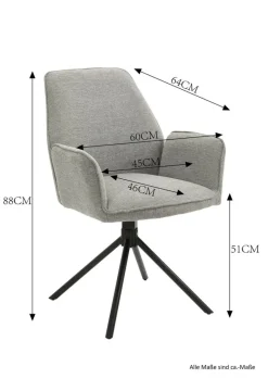 Stuhl BLAIR 2er-Set anthrazit Vintage schwarz Stoff Metall B/H/T: ca. 57x89x61 cm