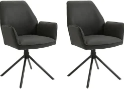 Stuhl BLAIR 2er-Set anthrazit Vintage schwarz Stoff Metall B/H/T: ca. 57x89x61 cm