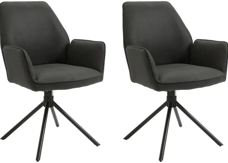 Stuhl BLAIR 2er-Set anthrazit Vintage schwarz Stoff Metall B/H/T: ca. 57x89x61 cm