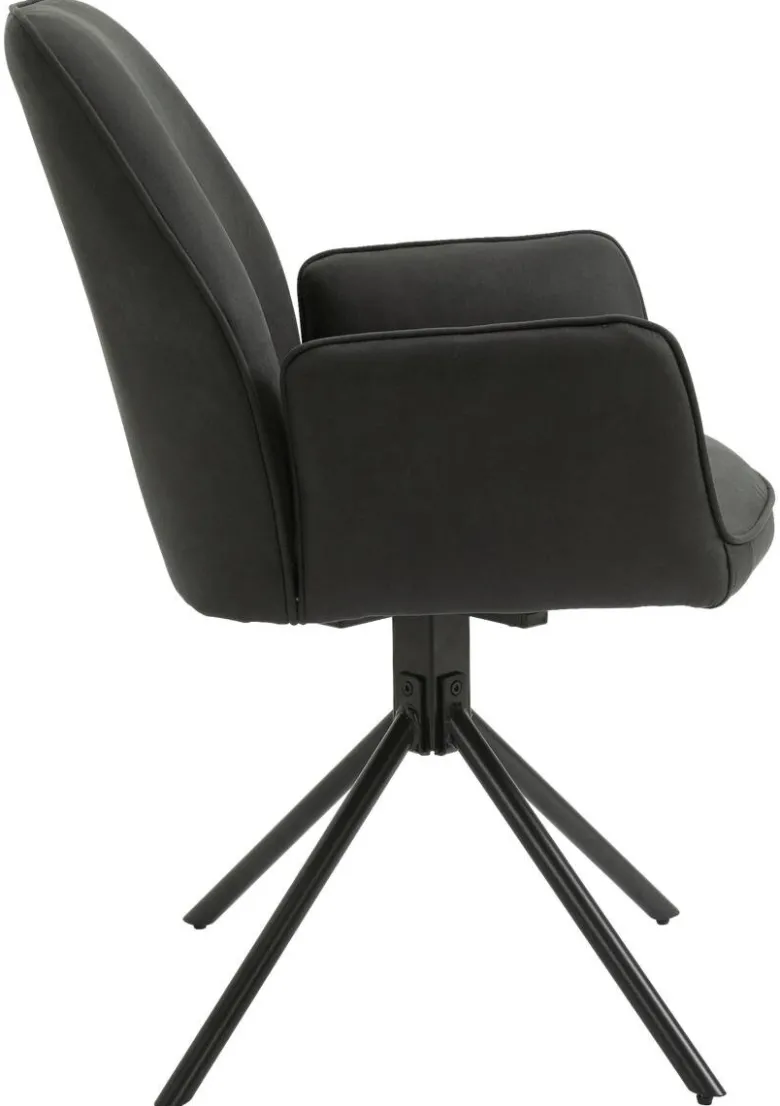 Stuhl BLAIR 2er-Set anthrazit Vintage schwarz Stoff Metall B/H/T: ca. 57x89x61 cm