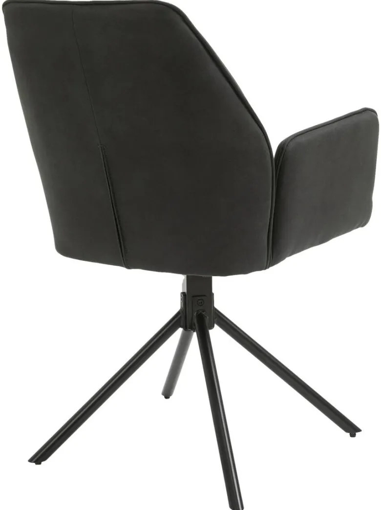 Stuhl BLAIR 2er-Set anthrazit Vintage schwarz Stoff Metall B/H/T: ca. 57x89x61 cm
