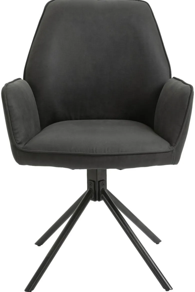 Stuhl BLAIR 2er-Set anthrazit Vintage schwarz Stoff Metall B/H/T: ca. 57x89x61 cm