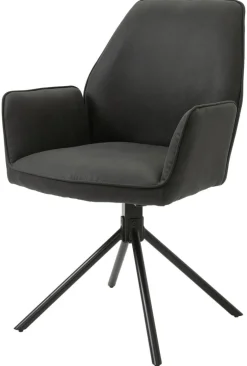 Stuhl BLAIR 2er-Set anthrazit Vintage schwarz Stoff Metall B/H/T: ca. 57x89x61 cm