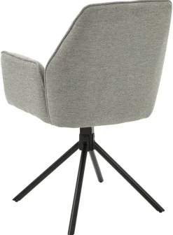 Stuhl BLAIR 2er-Set hellgrau schwarz Webstoff Metall B/H/T: ca. 57x89x61 cm