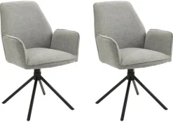 Stuhl BLAIR 2er-Set hellgrau schwarz Webstoff Metall B/H/T: ca. 57x89x61 cm