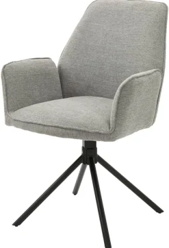 Stuhl BLAIR 2er-Set hellgrau schwarz Webstoff Metall B/H/T: ca. 57x89x61 cm