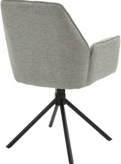 Stuhl BLAIR 2er-Set hellgrau schwarz Webstoff Metall B/H/T: ca. 57x89x61 cm