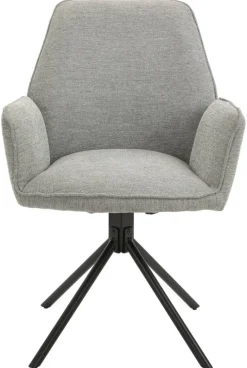 Stuhl BLAIR 2er-Set hellgrau schwarz Webstoff Metall B/H/T: ca. 57x89x61 cm
