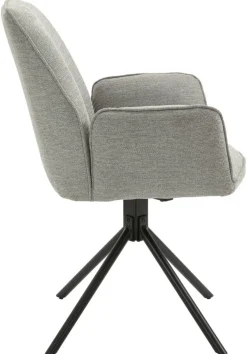 Stuhl BLAIR 2er-Set hellgrau schwarz Webstoff Metall B/H/T: ca. 57x89x61 cm