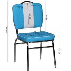 Stuhl blau weiß Kunstleder Kunstleder B/H/T: ca. 47x90x45 cm