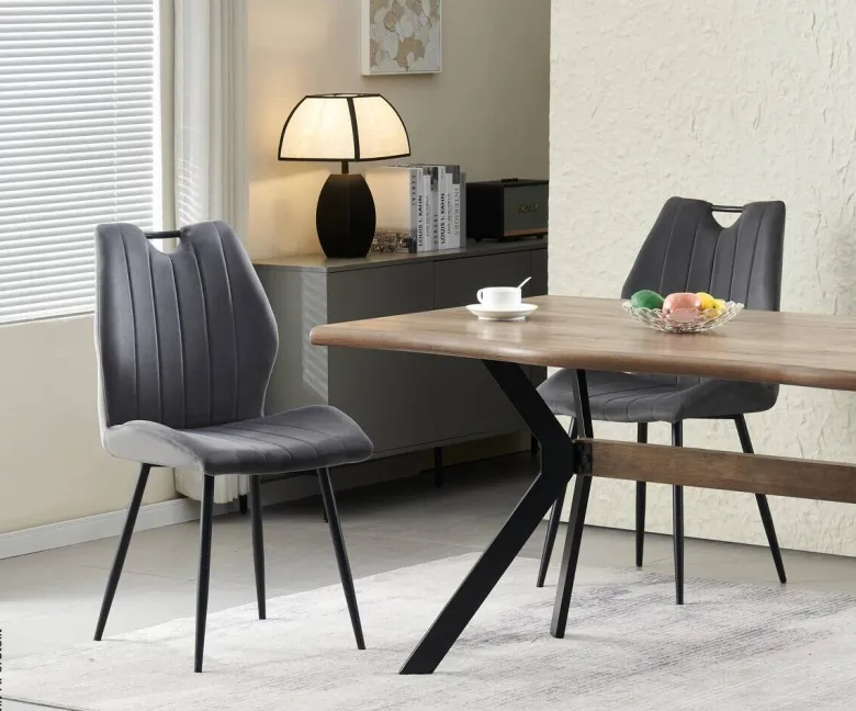 Stuhl CHRISTIN, 2er Set anthrazit Samt B/H/T: ca. 52x75x58 cm