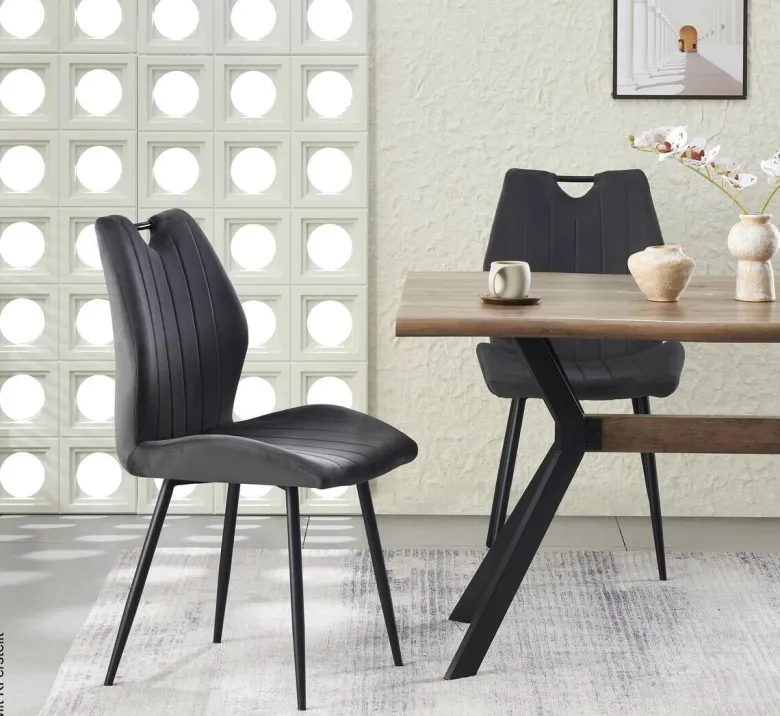 Stuhl CHRISTIN, 2er Set anthrazit Samt B/H/T: ca. 52x75x58 cm