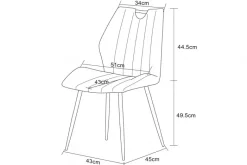Stuhl CHRISTIN, 2er Set creme Samt B/H/T: ca. 52x58x75 cm