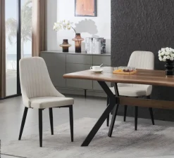 Stuhl CLAUDIA, 2er Set creme Samt B/H/T: ca. 44x88x58 cm