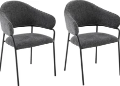 Stuhl CURVE, 2er-Set grau Stoff B/H/T: ca. 60x86x58 cm