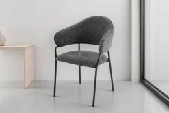 Stuhl CURVE, 2er-Set grau Stoff B/H/T: ca. 60x86x58 cm