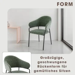 Stuhl CURVE, 2er-Set grün Stoff B/H/T: ca. 60x86x58 cm