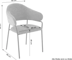 Stuhl CURVE, 2er-Set grün Stoff B/H/T: ca. 60x86x58 cm
