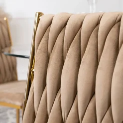 Stuhl DAN beige Velourstoff B/H/T: ca. 48x94x58 cm