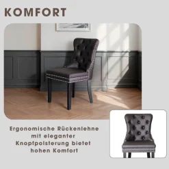 Stuhl DOMINO, 2er-Set schwarz braun Kunstleder B/H/T: ca. 48,5x93x61 cm