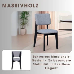 Stuhl ELSA, 2er-Set grau Webstoff B/H/T: ca. 48x87x54 cm