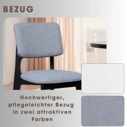 Stuhl ELSA, 2er-Set grau Webstoff B/H/T: ca. 48x87x54 cm