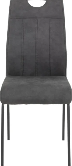 Stuhl 4er Set ELIF III anthrazit Vintage grau Microfaser Metall B/H/T: ca. 44x96x64 cm