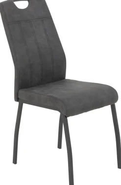 Stuhl 4er Set ELIF III anthrazit Vintage grau Microfaser Metall B/H/T: ca. 44x96x64 cm