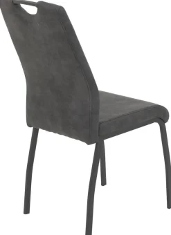 Stuhl 4er Set ELIF III anthrazit Vintage grau Microfaser Metall B/H/T: ca. 44x96x64 cm