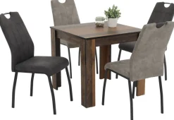 Stuhl 4er Set ELIF III anthrazit Vintage grau Microfaser Metall B/H/T: ca. 44x96x64 cm