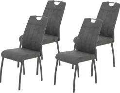 Stuhl 4er Set ELIF III anthrazit Vintage grau Microfaser Metall B/H/T: ca. 44x96x64 cm
