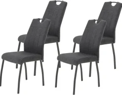 Stuhl 4er Set ELIF III anthrazit grau Microfaser Metall B/H/T: ca. 44x96x64 cm