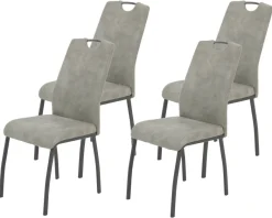 Stuhl 4er Set ELIF III grau Vintage grau Microfaser Metall B/H/T: ca. 44x96x64 cm