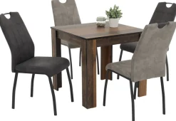 Stuhl 4er Set ELIF III grau Vintage grau Microfaser Metall B/H/T: ca. 44x96x64 cm