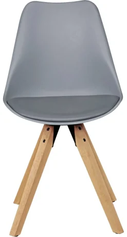 Stuhl 2er-Set grau grau natur Kunststoff Kunstleder Echtholz B/H/T: ca. 49x87x52 cm