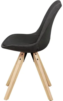 Stuhl 2er-Set grau natur Stoff Echtholz B/H/T: ca. 49x87x52 cm