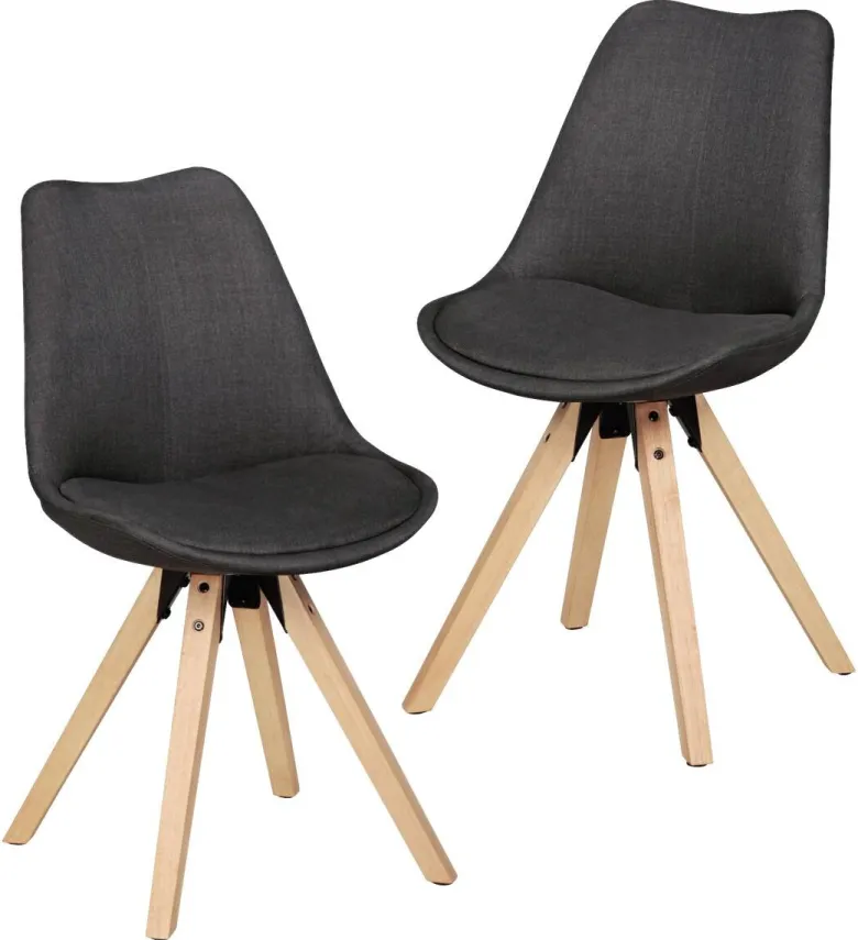 Stuhl 2er-Set grau natur Stoff Echtholz B/H/T: ca. 49x87x52 cm