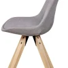 Stuhl 2er-Set hellgrau natur Stoff Echtholz B/H/T: ca. 49x87x52 cm