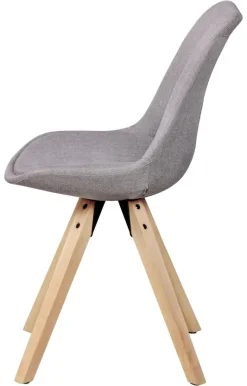Stuhl 2er-Set hellgrau natur Stoff Echtholz B/H/T: ca. 49x87x52 cm